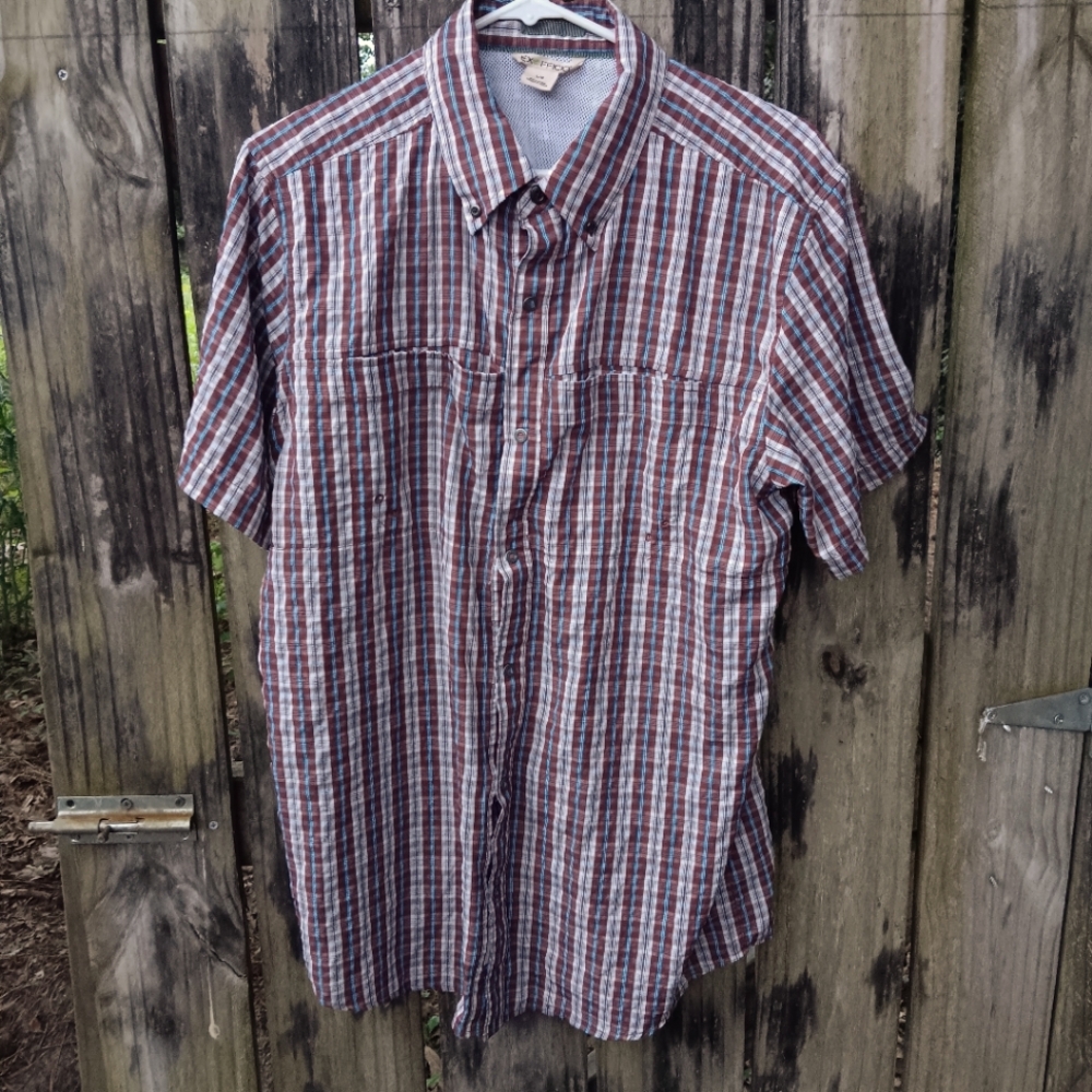 EX FFICIO Men's Plaid Short Sleeve Shirt L